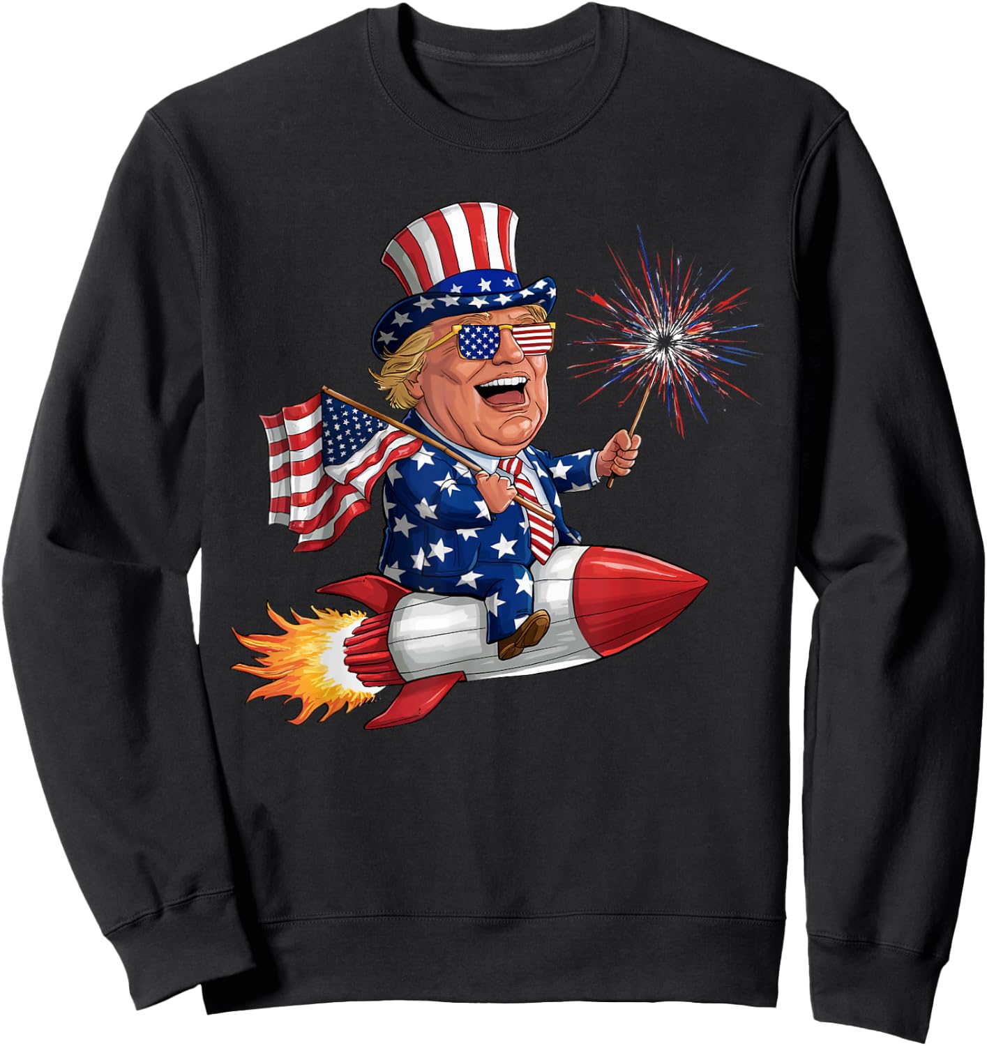 Donald Trump 2024 Happy 4th Of July Trump American Flag Women Men Sweatshirt - Sweatshirt | Black