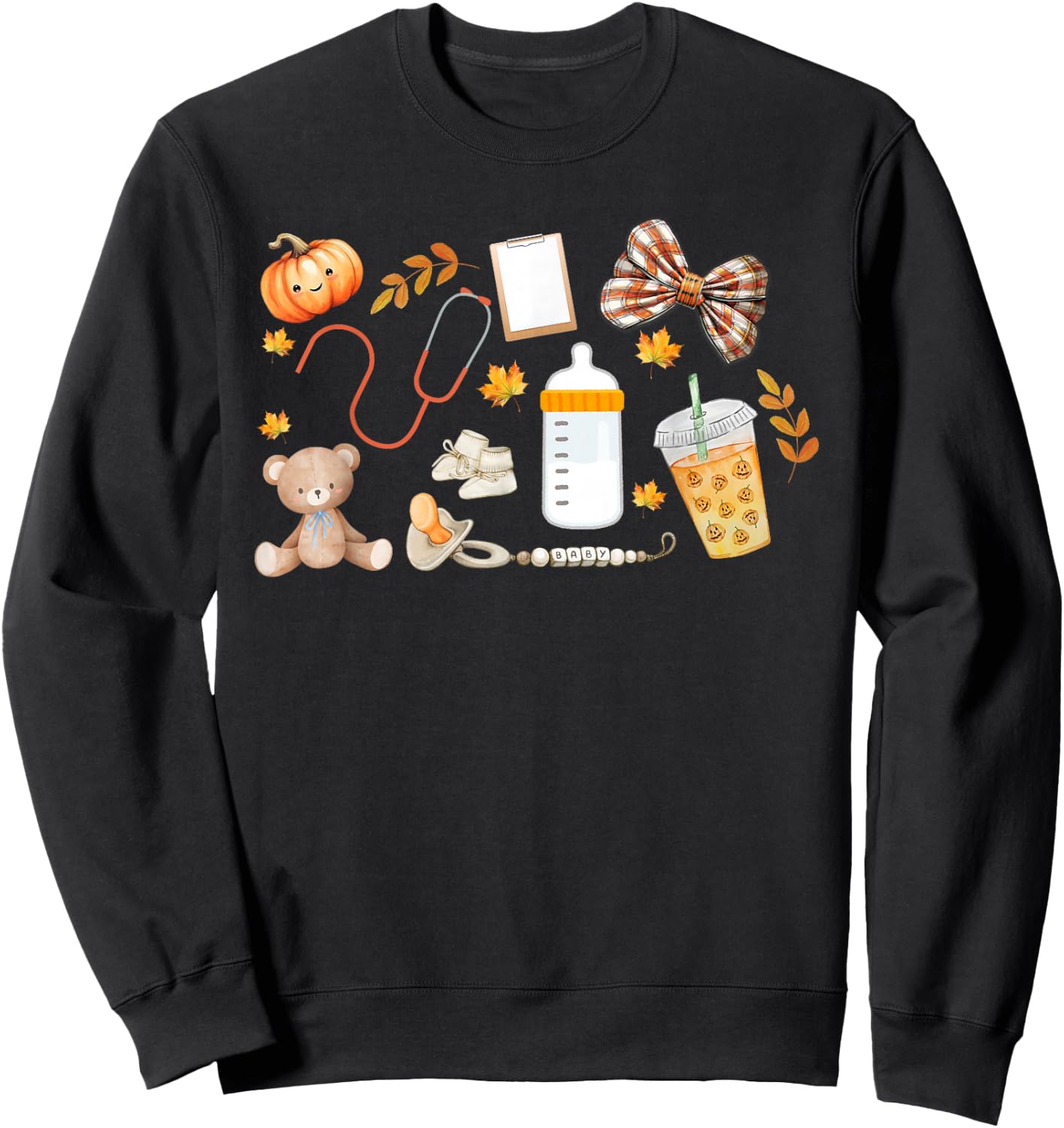 Mother Baby Nurse Fall MBU Thanksgiving Team Nursery Nurse Sweatshirt - Sweatshirt | Black