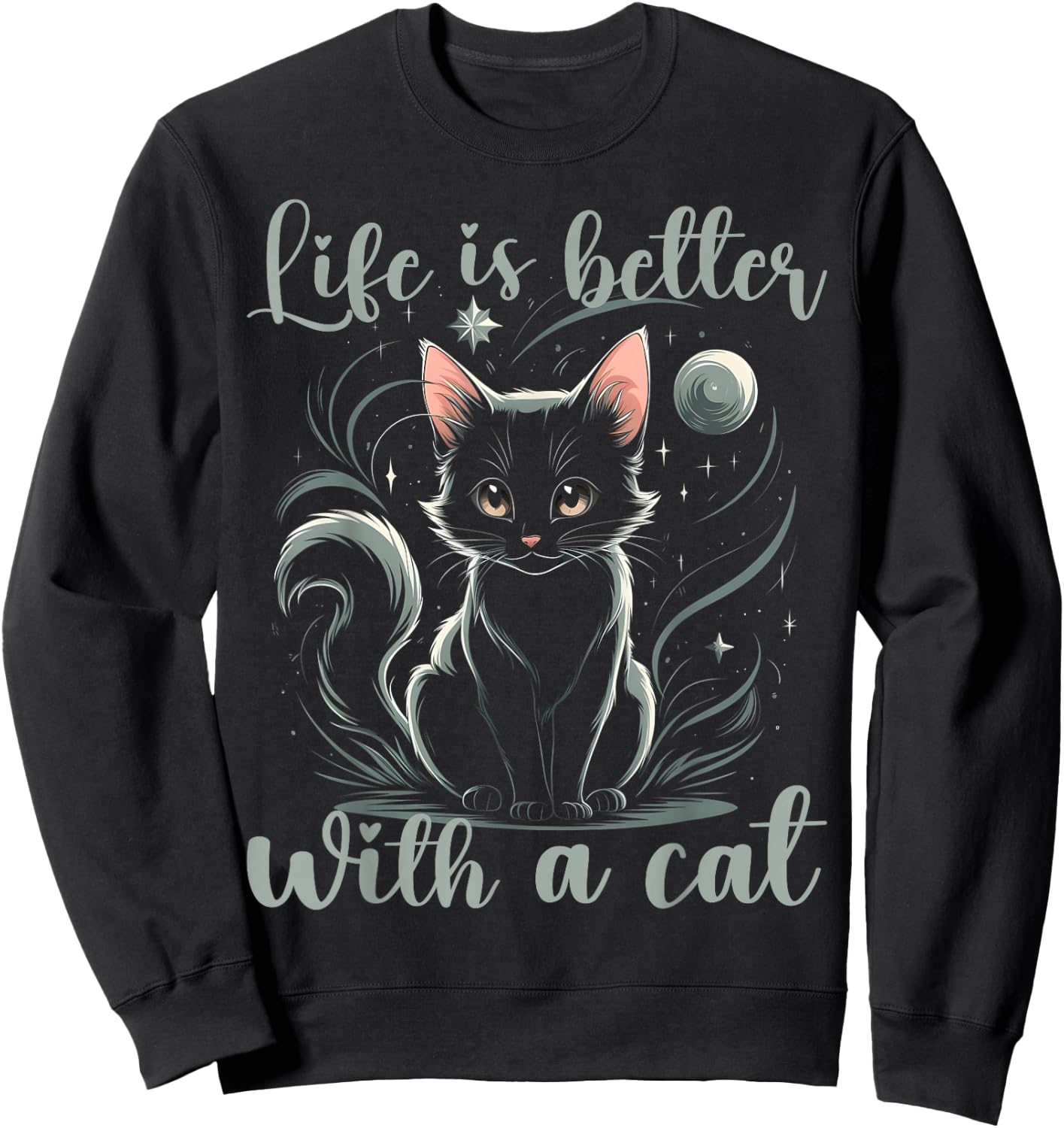 Cats Lover Funny Cute Cat Sweatshirt - Sweatshirt | Black