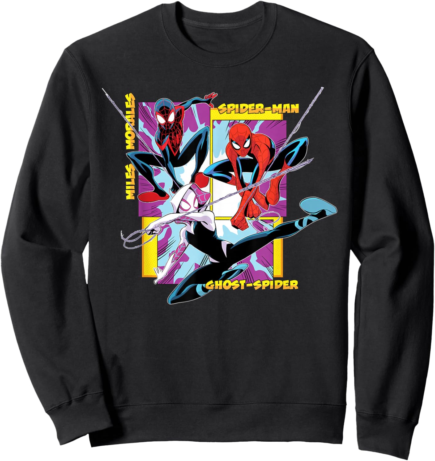 Marvel Spider-Man Miles Morales Ghost-Spider Web-Swing Trio Sweatshirt - Sweatshirt | Black