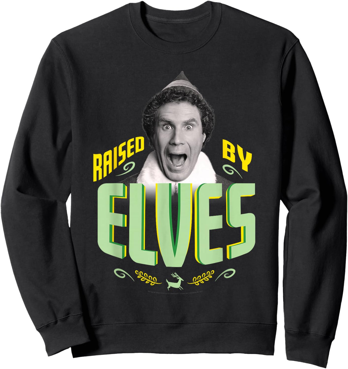 Elf Movie Raised by Elves Sweatshirt - Sweatshirt | Black