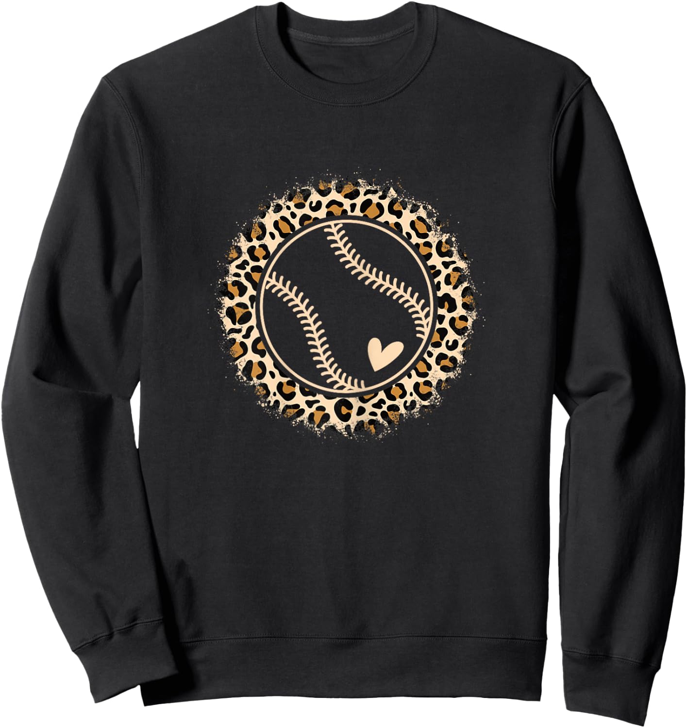 Cute Baseball Leopard Print Baseball Player Women Girls Sweatshirt - Sweatshirt | Black