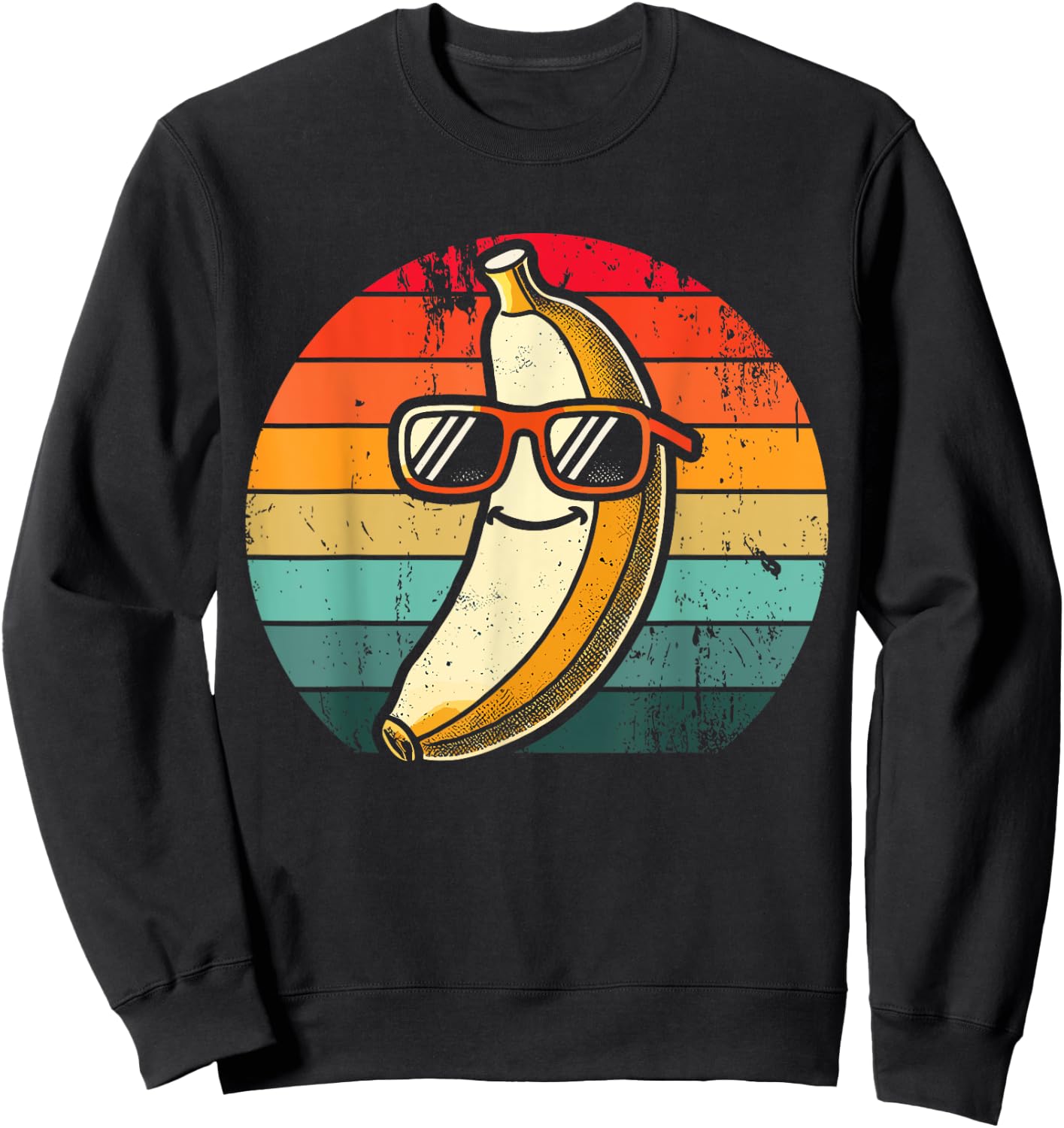 Retro Banana Novelty Men Women Kids Funny Banana Sweatshirt - Sweatshirt | Black