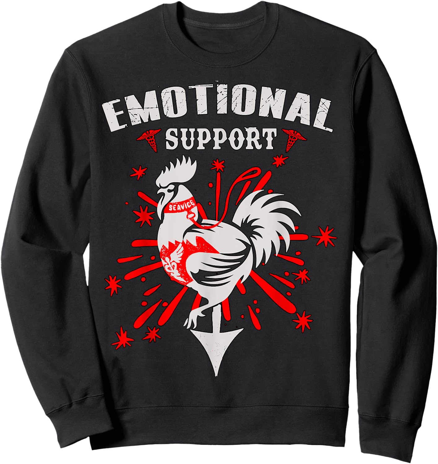 Emotional Support Shirt Chicken Emotional Support Cock Sweatshirt - Sweatshirt | Black