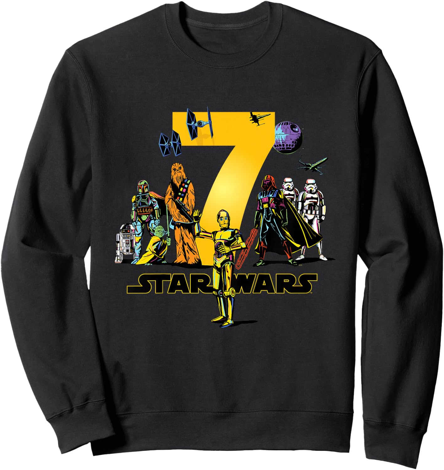 Star Wars Classic Characters Seventh Birthday 7 Years Old Sweatshirt - Sweatshirt | Black
