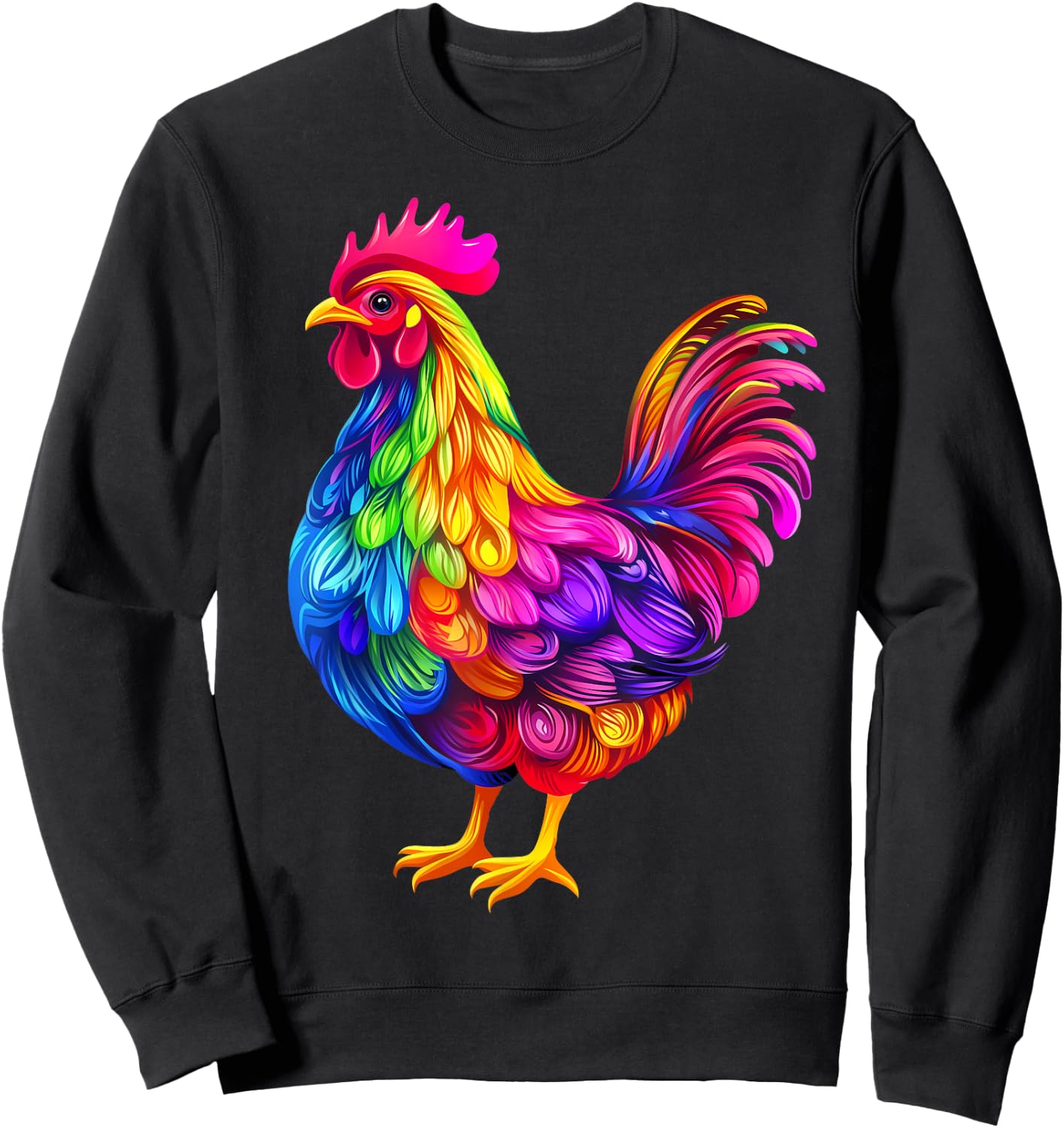 Colorful Chicken Farm Animal Lover Women Black Sweatshirt - Sweatshirt | Black