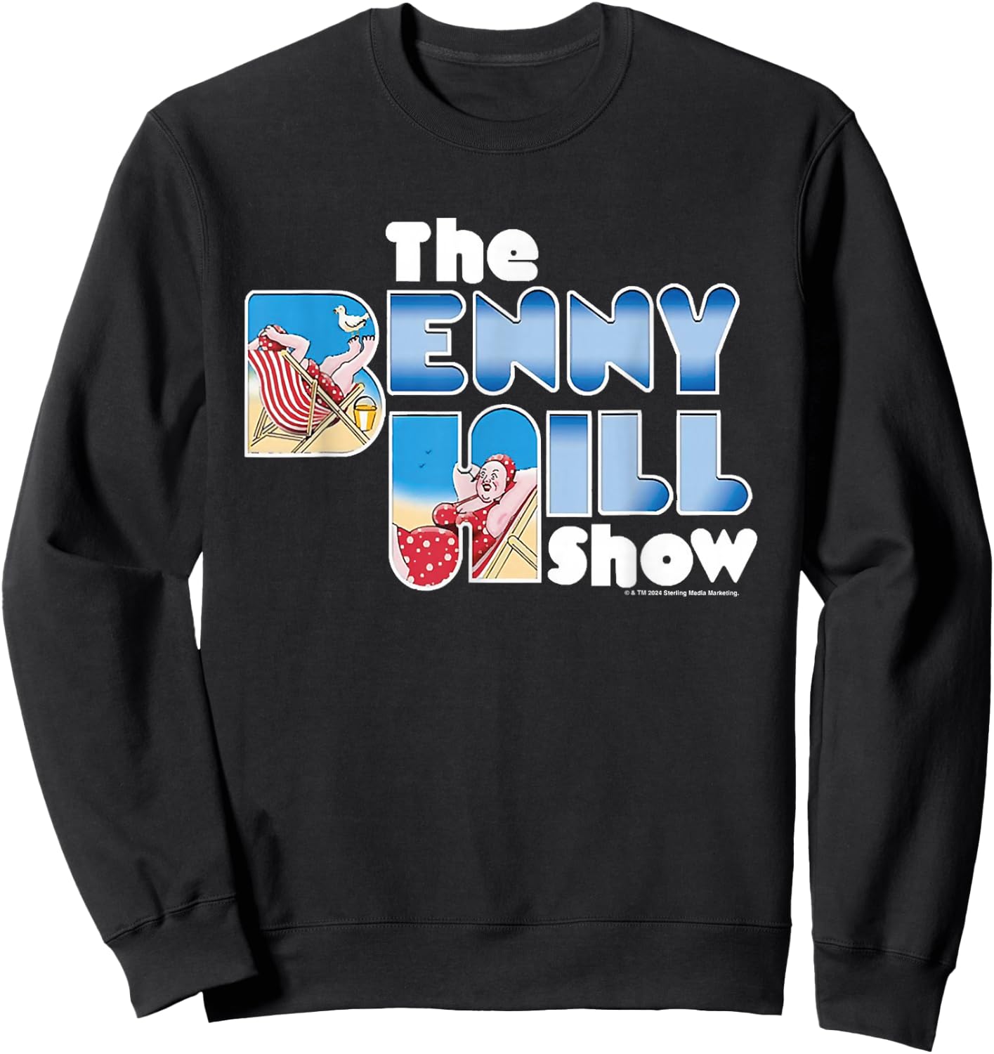 Sunbathing Lady At The Beach Text Sweatshirt - Sweatshirt | Black