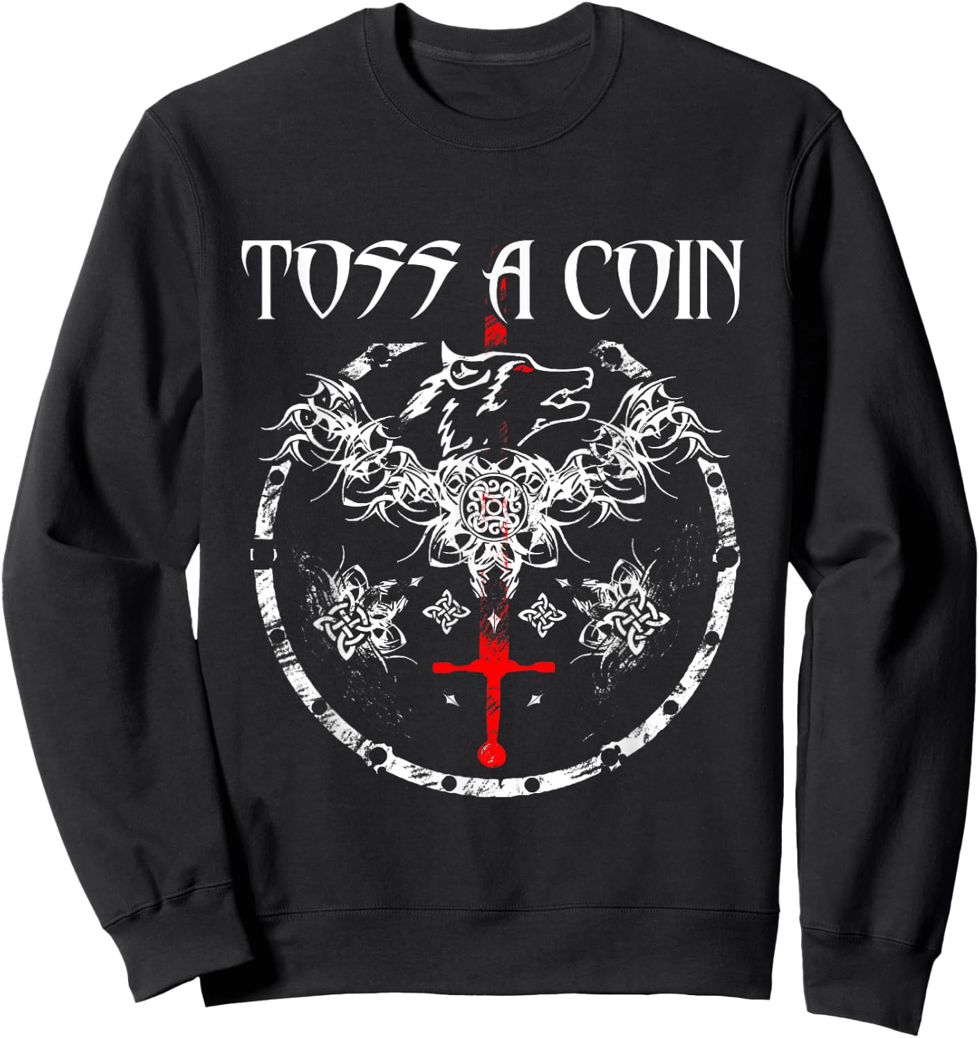 Toss A Coin Shirt Wolf Graphic Shirt Mystery Shirts Gamer Sweatshirt - Sweatshirt | Black
