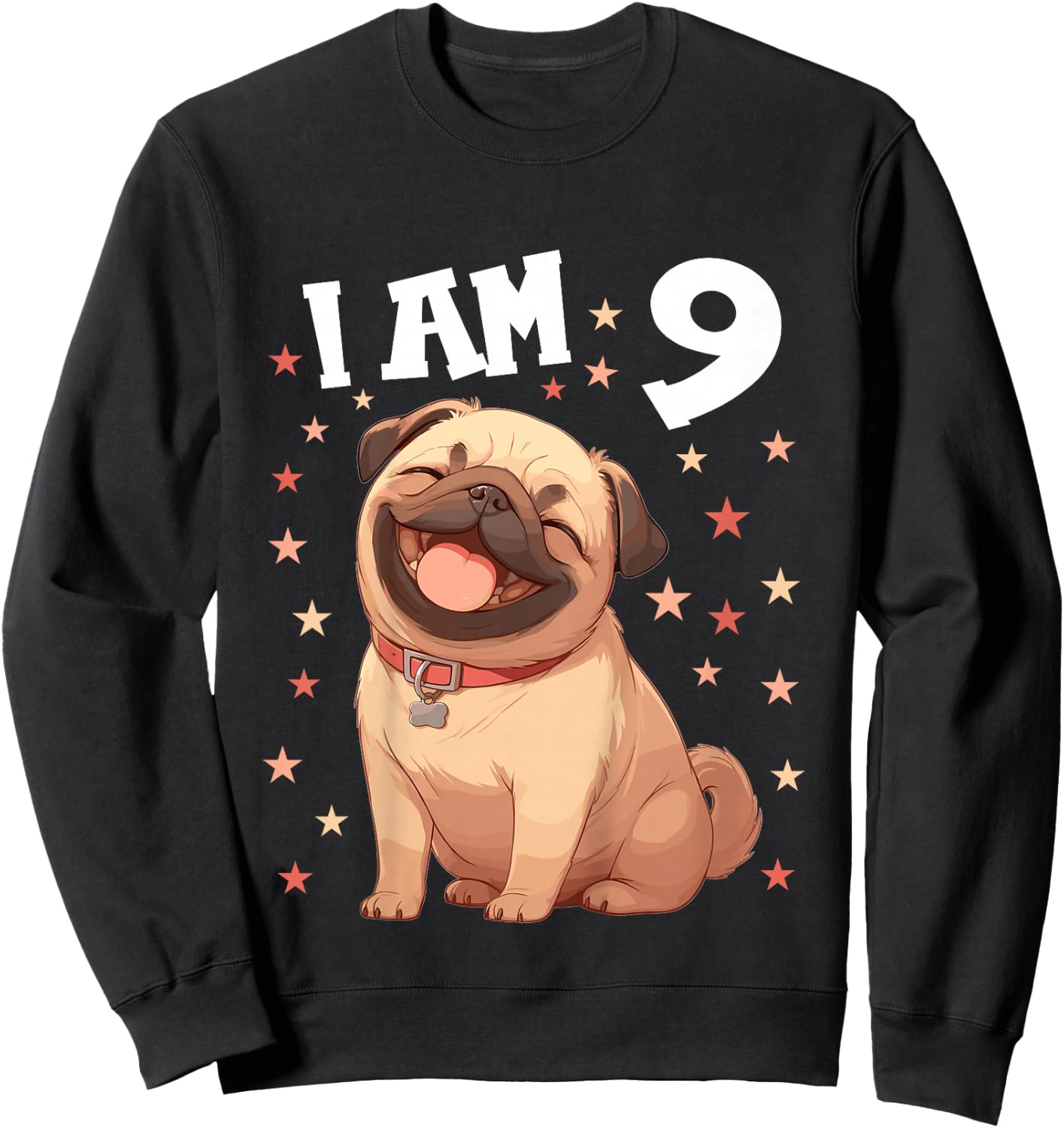 Kids 9 Years old 9th birthday Pugs Pug Sweatshirt - Sweatshirt | Black