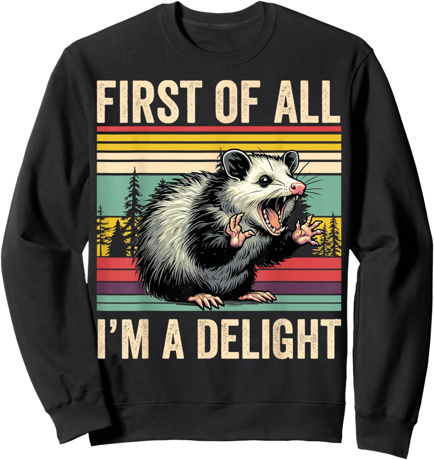 Opossum First Of All Im A Delight Possum Gifts Women Sweatshirt - Sweatshirt | Black