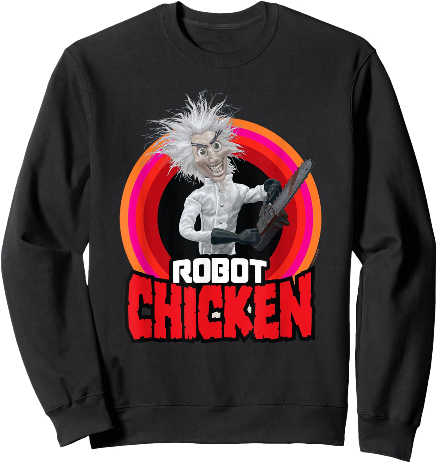 Robot Chicken Fritz Mad Scientist Chainsaw Sweatshirt - Sweatshirt | Black