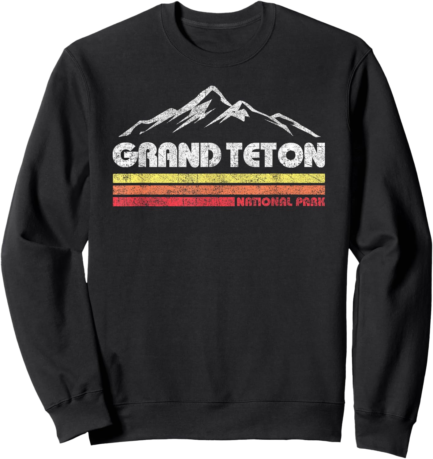 Grand Teton National Park Wyoming Retro Throwback Hiking Sweatshirt - Sweatshirt | Black