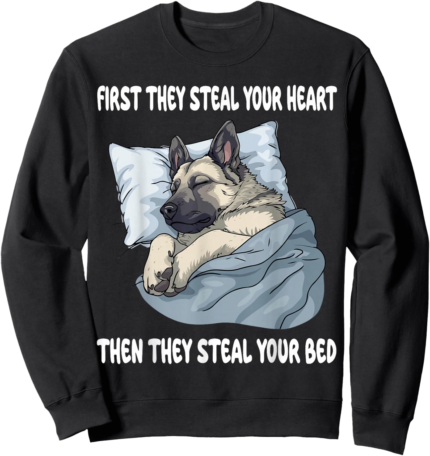 Norwegian Elkhound Sleeping Pajamas Nightgown Sweatshirt - Sweatshirt | Black