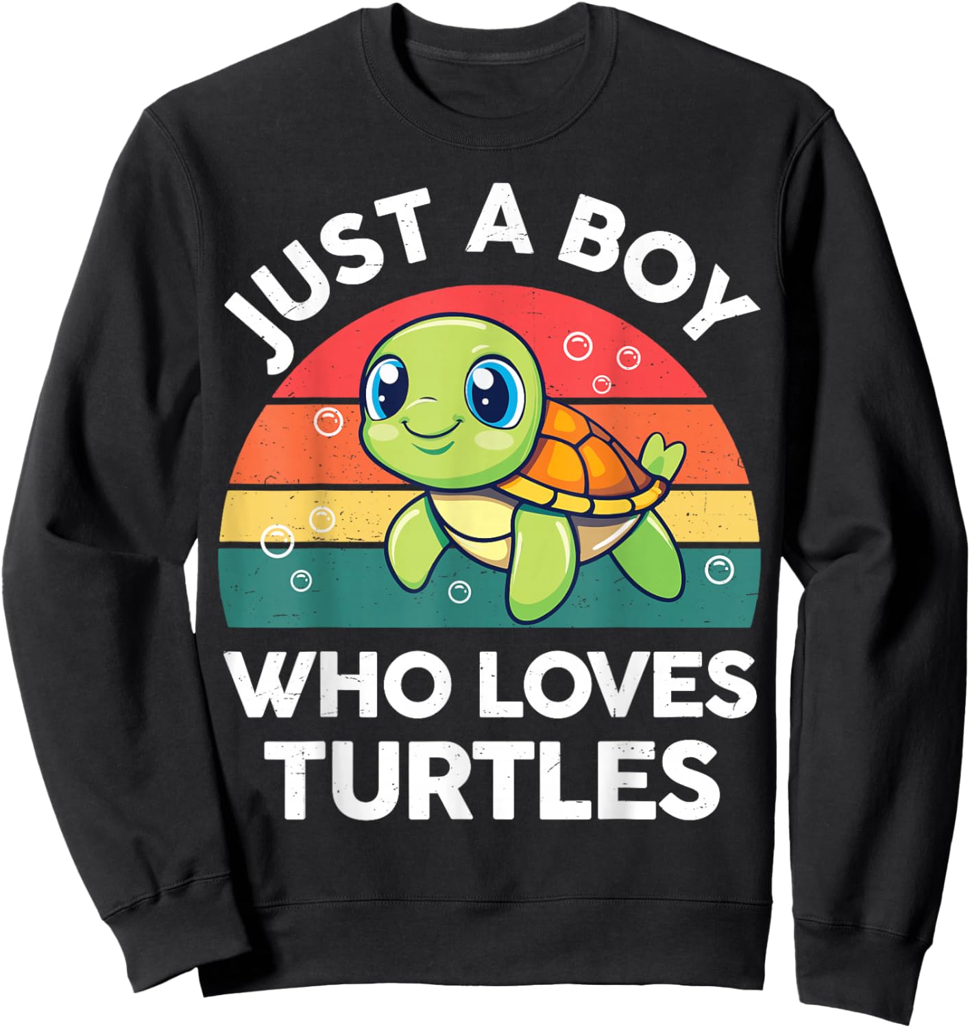 Turtle Just A Boy Who Loves Turtles Cute Toddler Kids Sweatshirt - Sweatshirt | Black