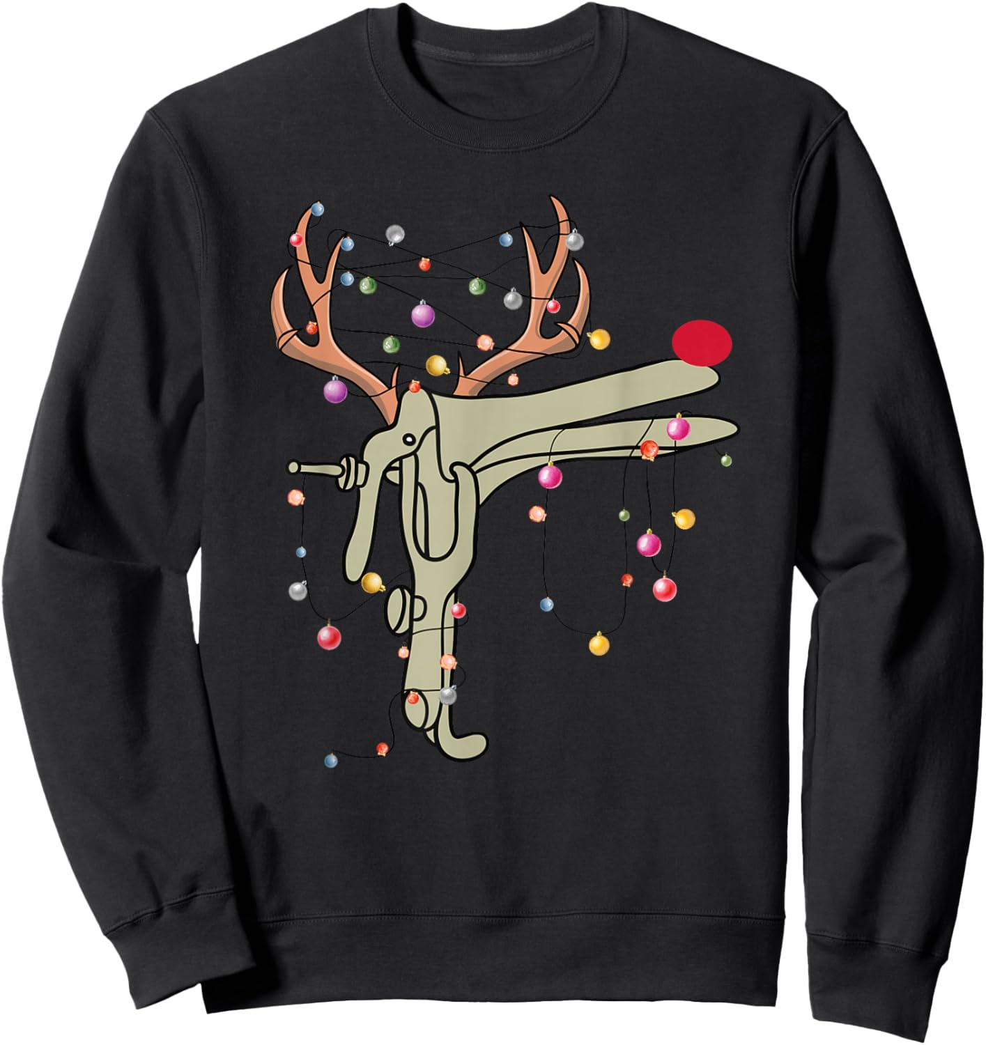 Reindeer Speculum Nurse Funny Christmas OBGYN Nurse Party Sweatshirt - Sweatshirt | Black