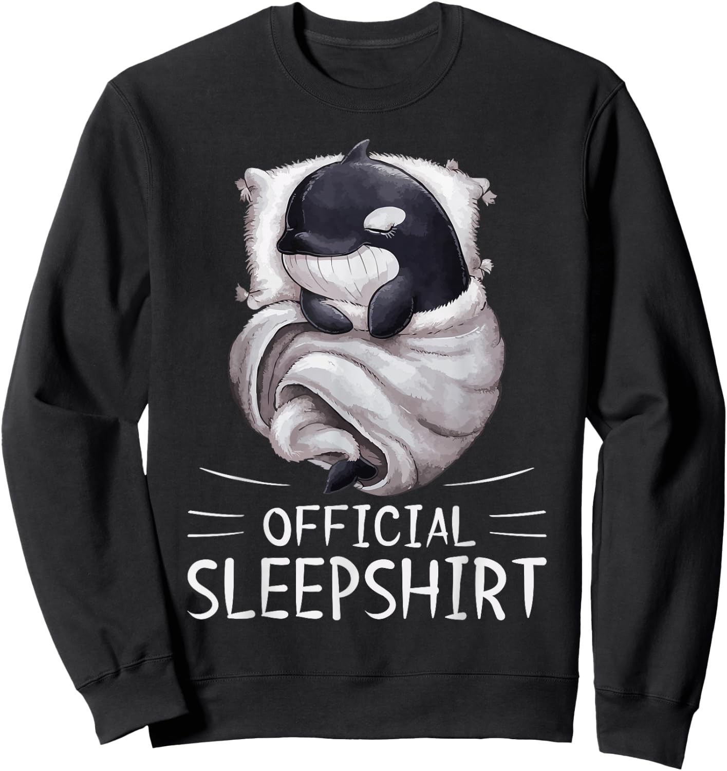 Orca Whale Animal Official Sleepshirt Pajamas Nightgown Sweatshirt - Sweatshirt | Black