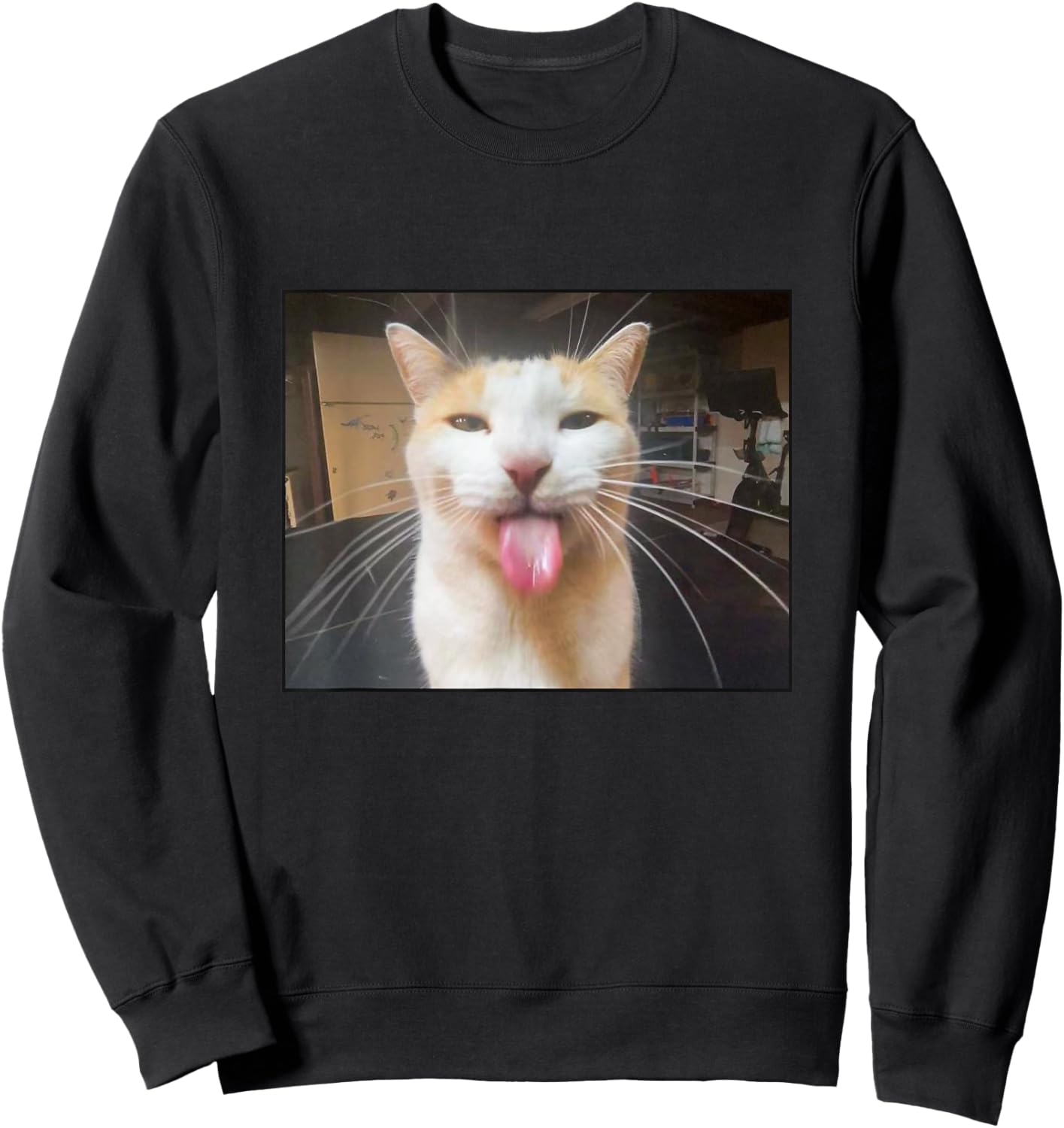 Silly Bleh Cat Meme Sweatshirt - Sweatshirt | Black