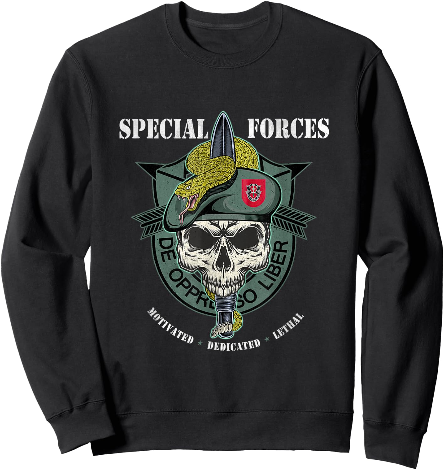 7th Special Forces Group De Oppresso Liber Military Veteran Sweatshirt - Sweatshirt | Black