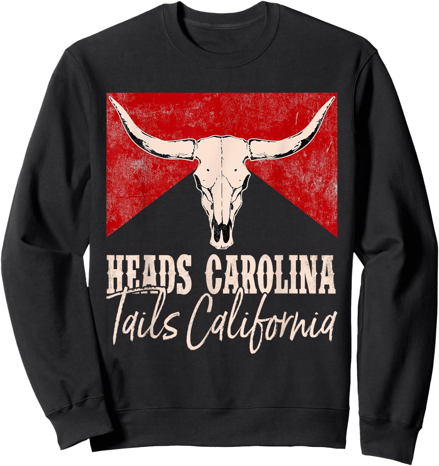 Heads Carolina Tails California Western 90's Style Costume Sweatshirt - Sweatshirt | Black