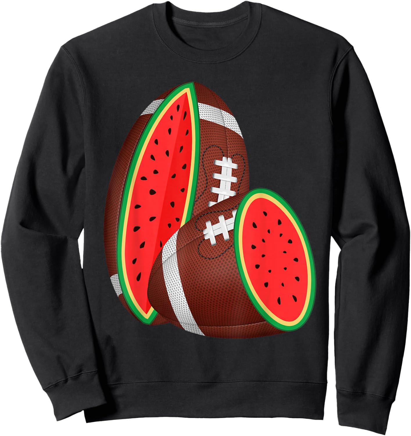 Funny Watermelon Football Ball Tropical Melon Summer Vibes Men Women Kids Sweatshirt - Sweatshirt | Black
