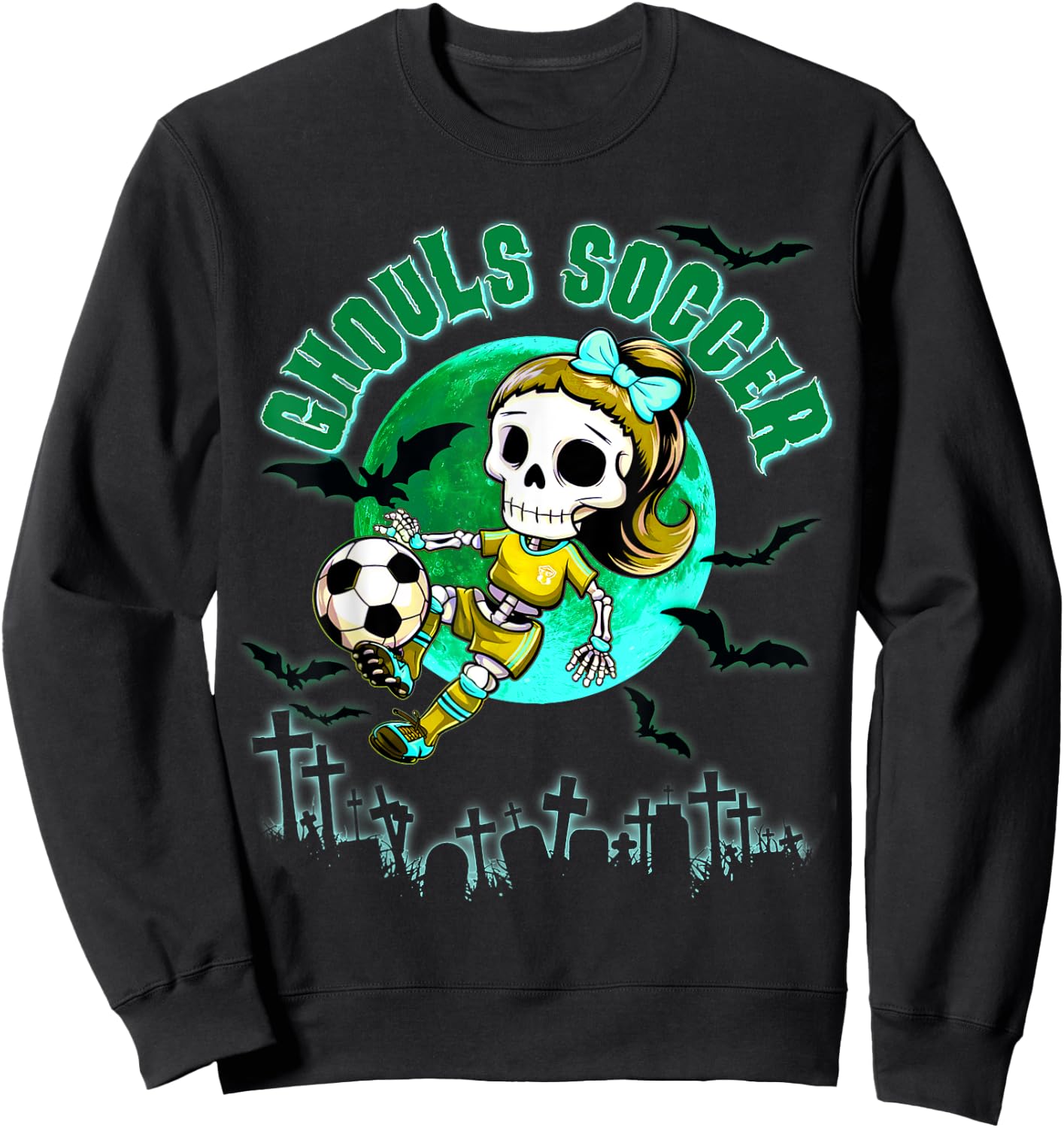 Soccer Ghoul Halloween for Girls & Teens October Spooky Sweatshirt - Sweatshirt | Black