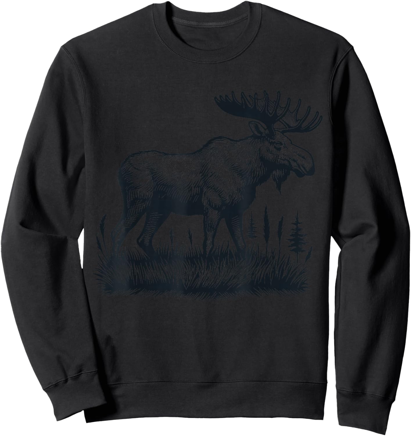 Moose Vintage Animal Moose Sweatshirt - Sweatshirt | Black