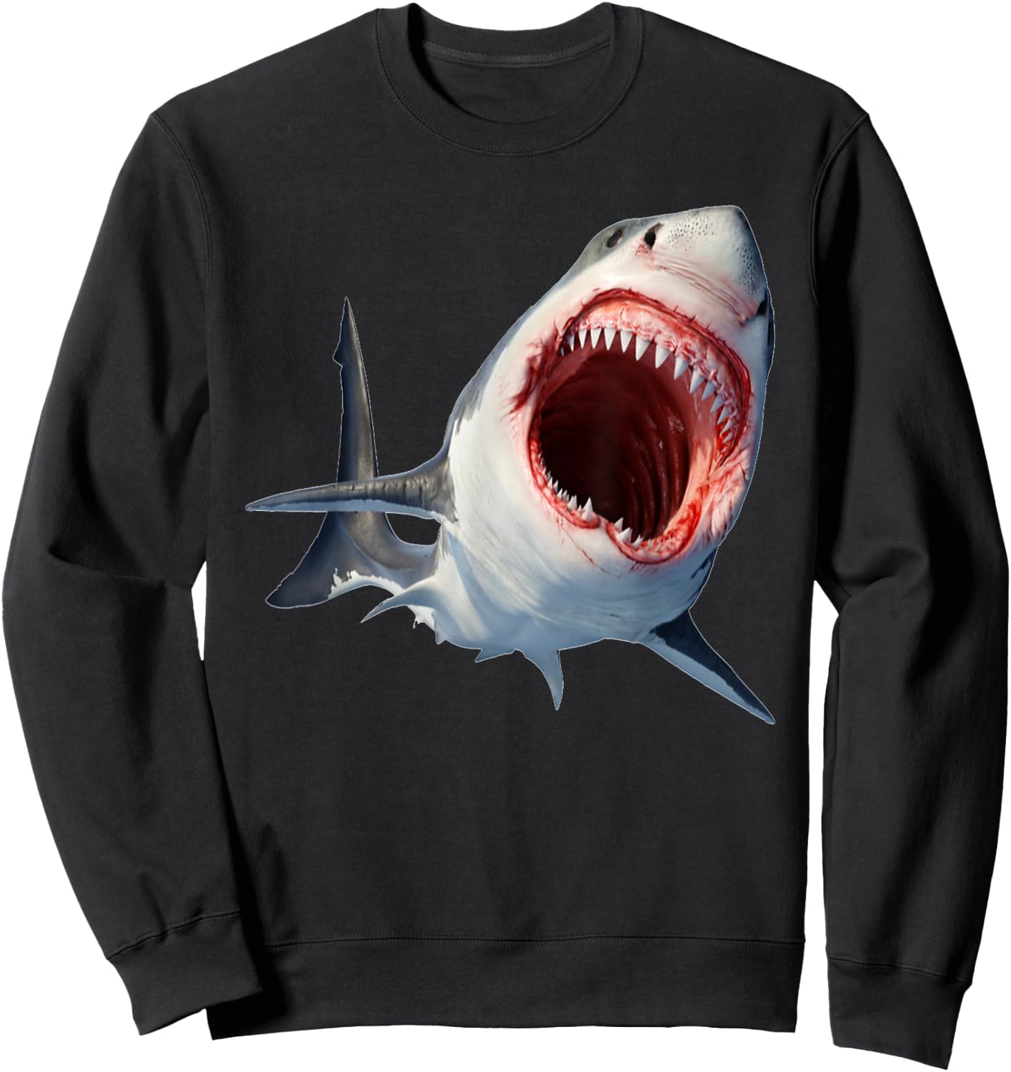 White Shark Marine Predator - Shark Biting Teeth Sweatshirt - Sweatshirt | Black