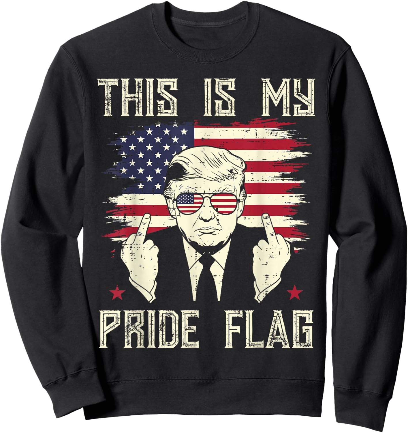 Funny American Flag USA 4th of July Patriotic Men Women Sweatshirt - Sweatshirt | Black