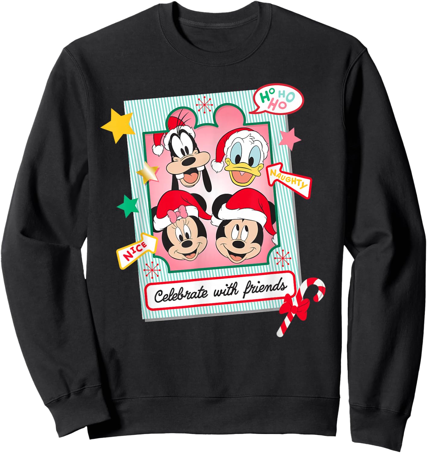 Disney Mickey Mouse & Pals Christmas Celebrate with Friends Sweatshirt - Sweatshirt | Black