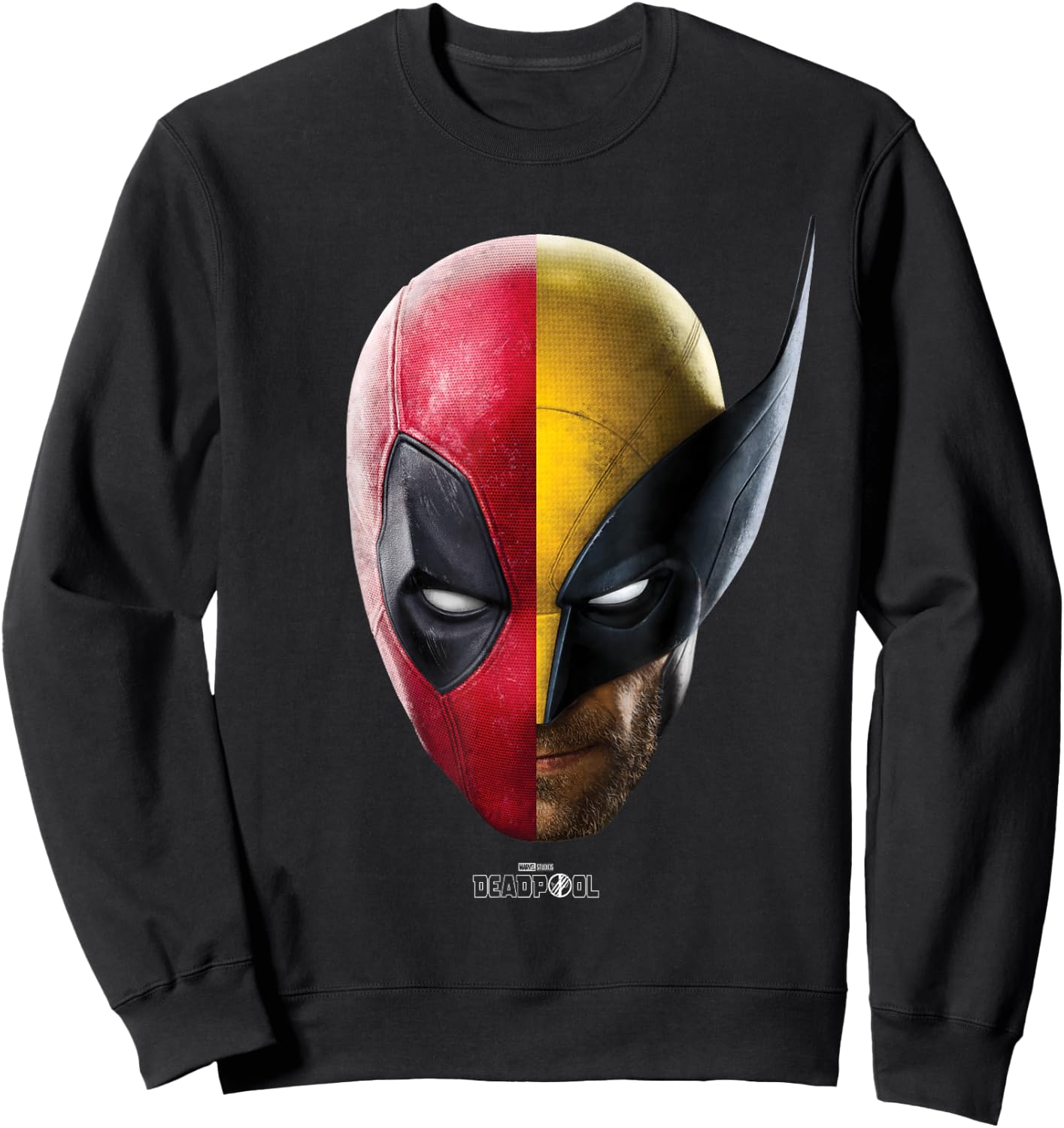 Marvel Deadpool & Wolverine Split Face Portrait Sweatshirt - Sweatshirt | Black