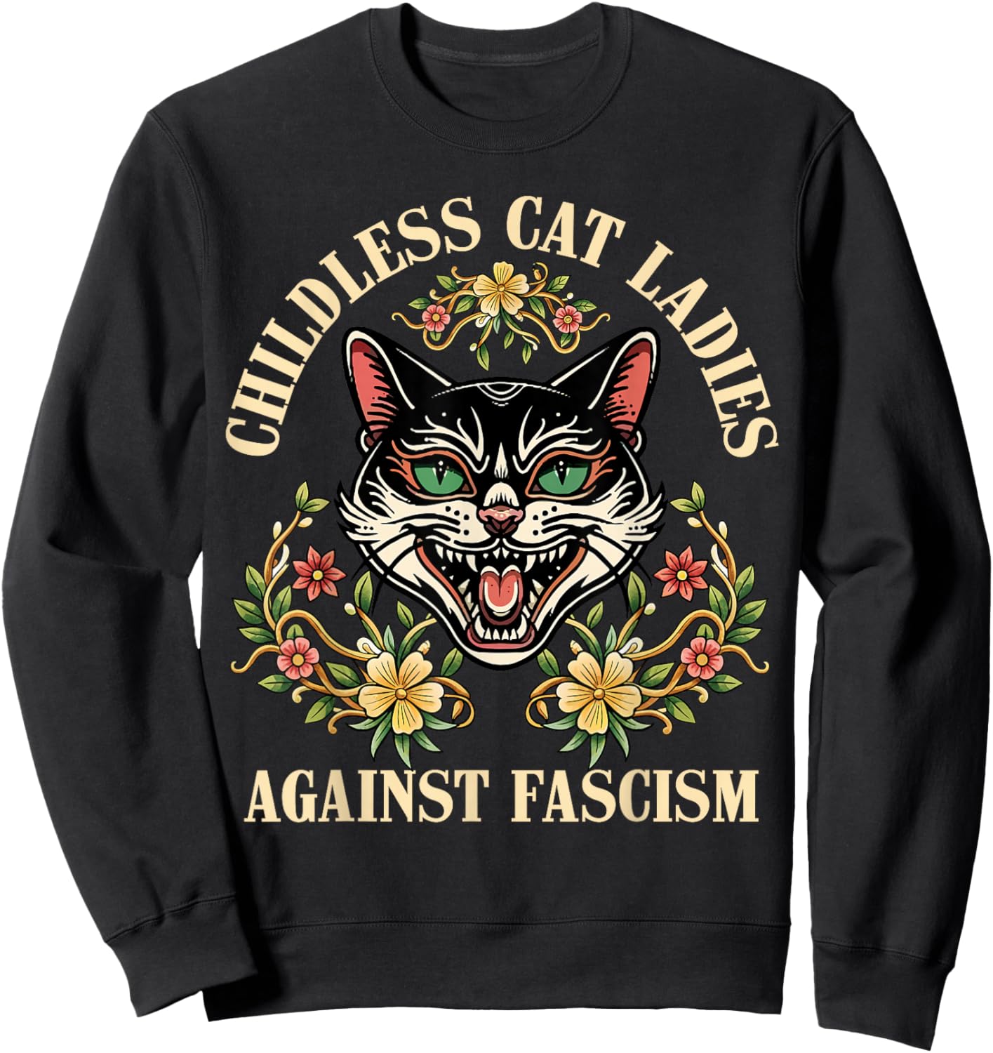 Childless Cat Ladies Against Fascism Sweatshirt - Sweatshirt | Black