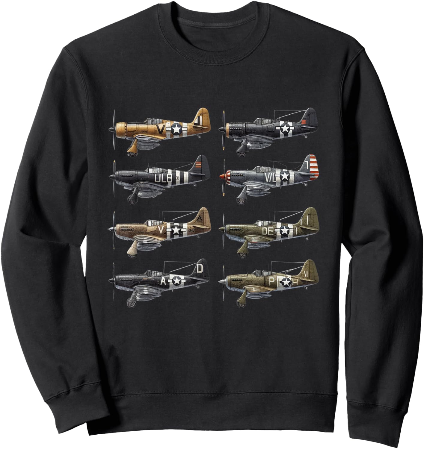 WW2 Fighter Airplanes Iconic WWII Airplanes Aviation Planes Sweatshirt - Sweatshirt | Black