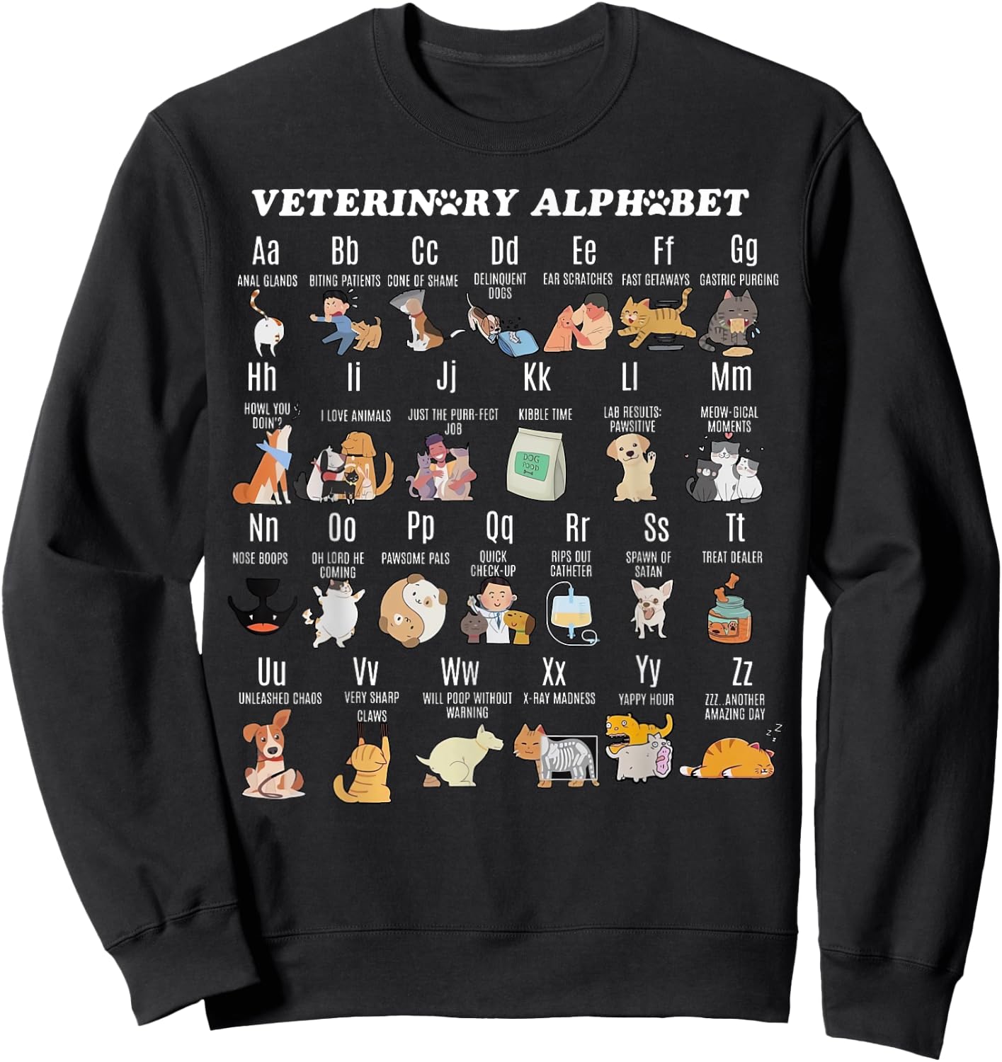 Veterinary Medicine Alphabet Vet Nurse Student School Sweatshirt - Sweatshirt | Black