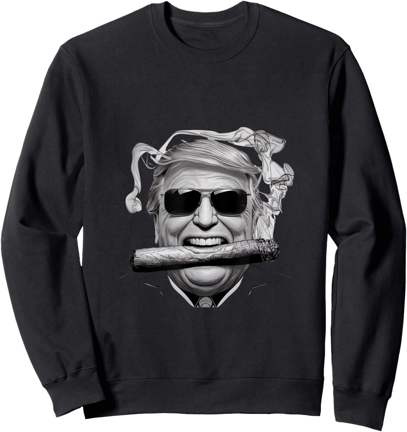 Motorcycle Trump Trump with a Cigar Victory X-Small Black Cartoon Sweatshirt - Sweatshirt | Black