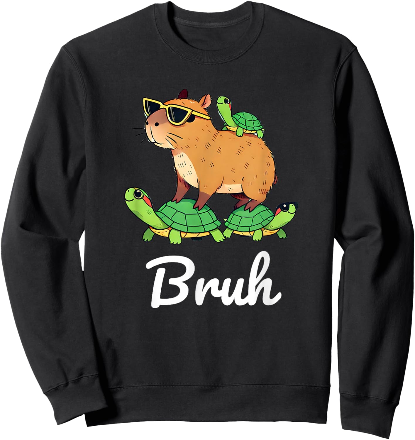 Bruh Capybara Capybaras meme Retro Lover Gifts Rodent Funny Sweatshirt - Sweatshirt | Black