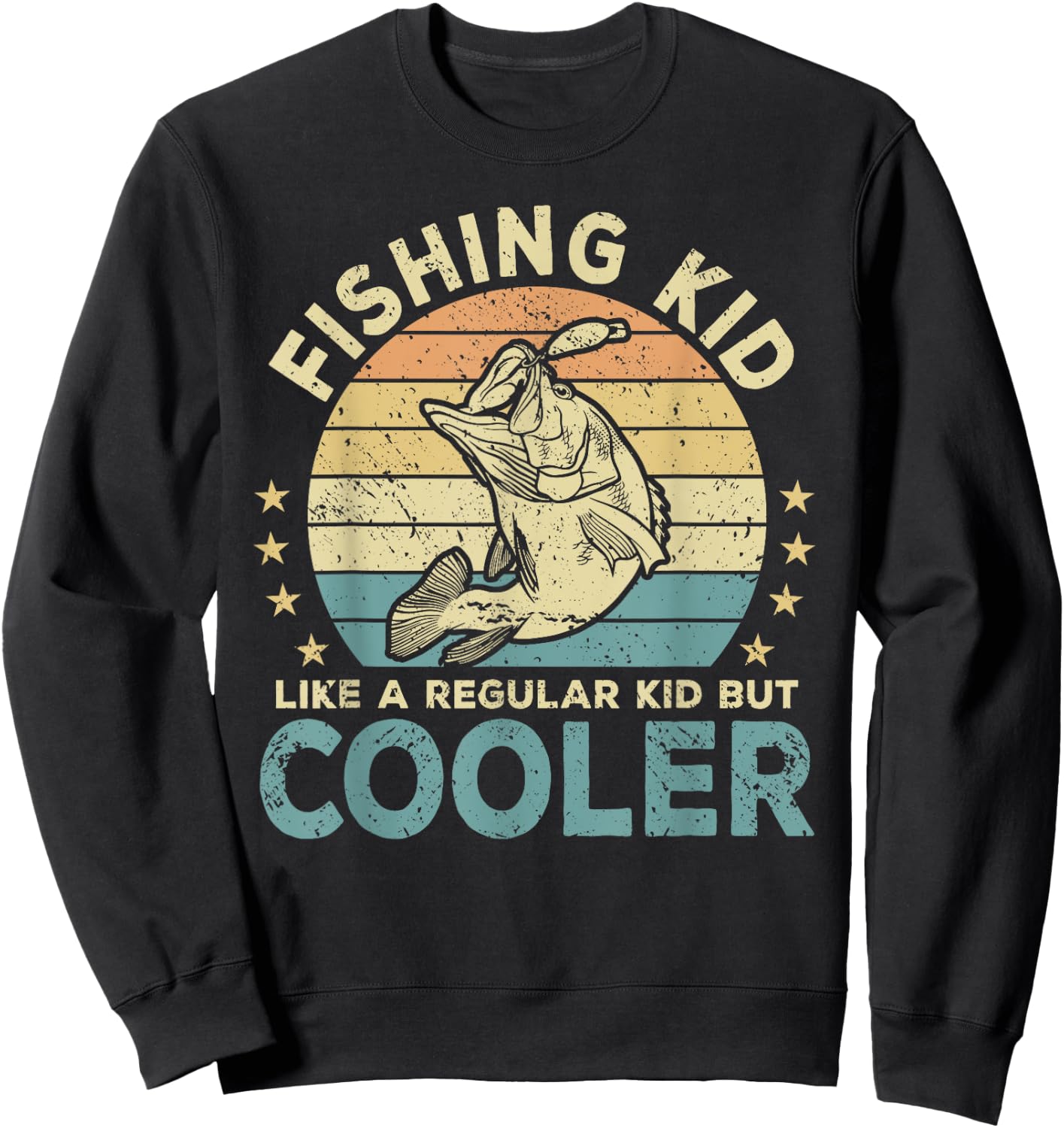 Fishing Kid Fish Funny Fisherman Sweatshirt - Sweatshirt | Black