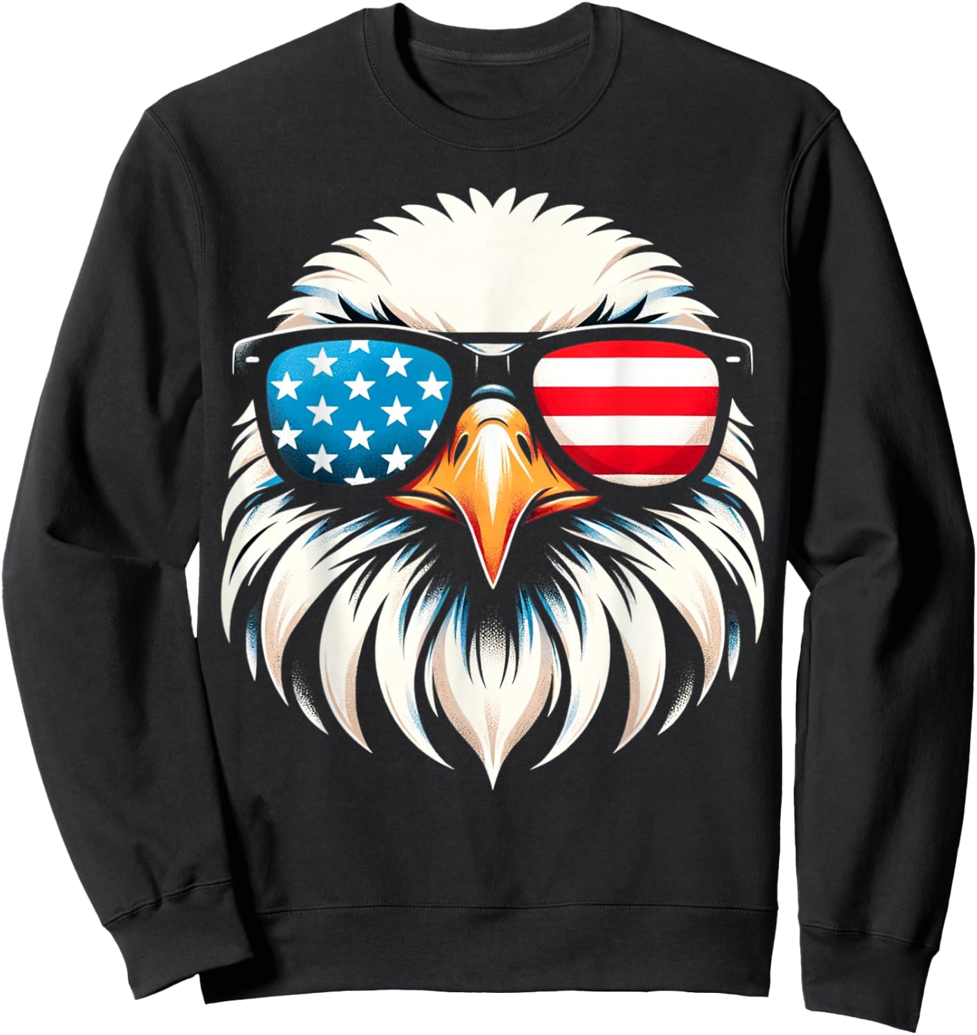 Patriotic Eagle Red White Blue USA Flag Eagle 4th of July Sweatshirt - Sweatshirt | Black