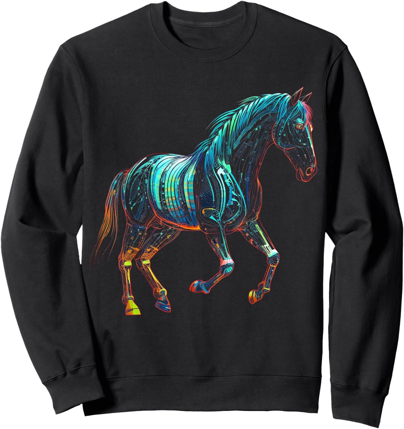 Horse artwork, animal horse Sweatshirt - Sweatshirt | Black