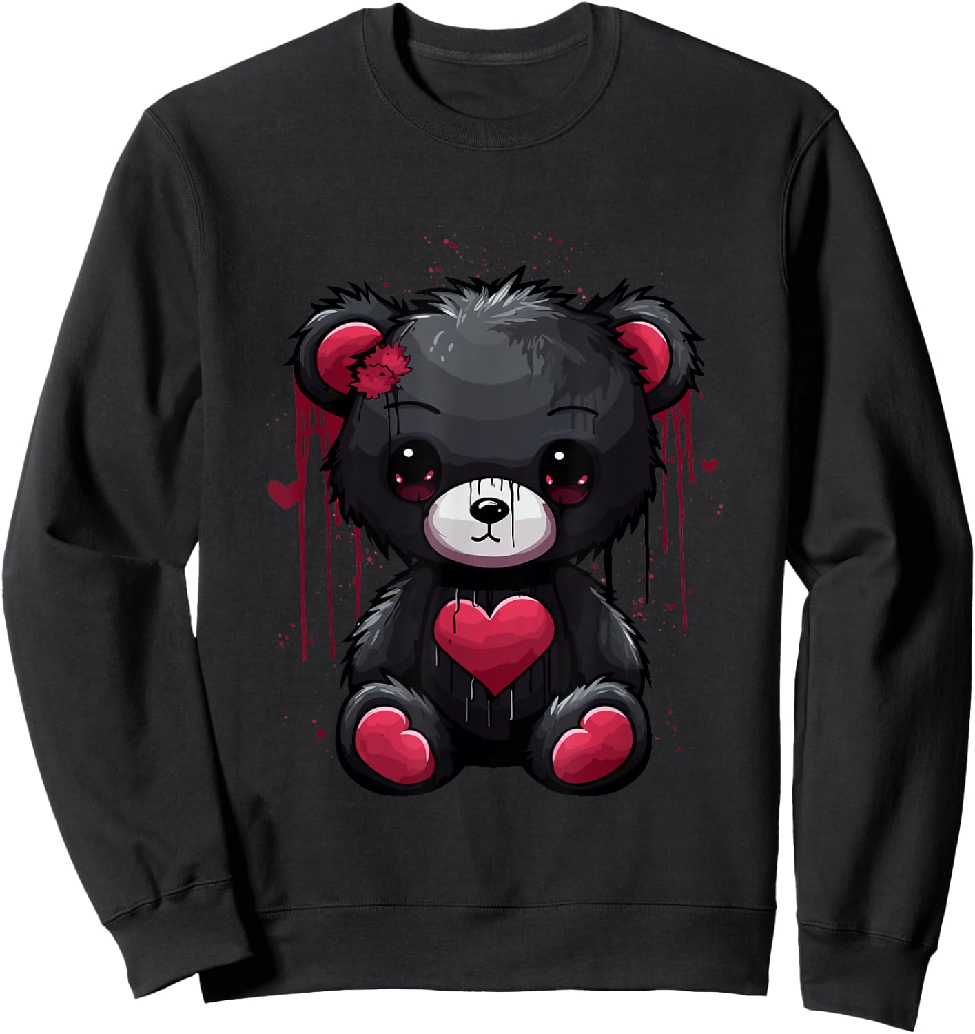 Emo Teddy Bear Goth Bear Creepy Teddy Bear Sweatshirt - Sweatshirt | Black