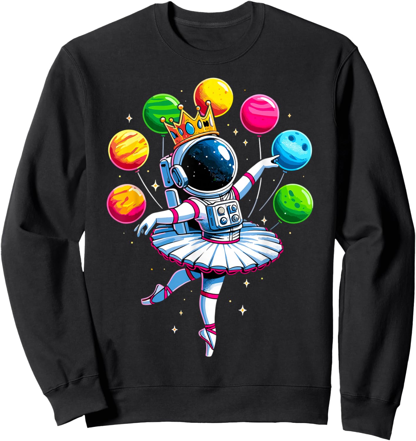 Ballerina Girl Space Astronaut Sweatshirt - Sweatshirt | Black
