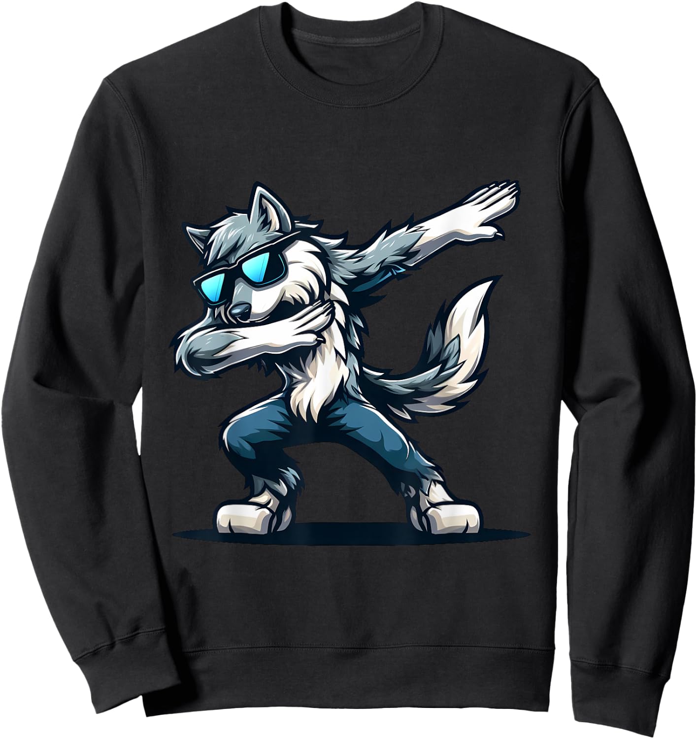 Funny Dab Timber Wolf Dancing Dabbing Wolf Sweatshirt - Sweatshirt | Black