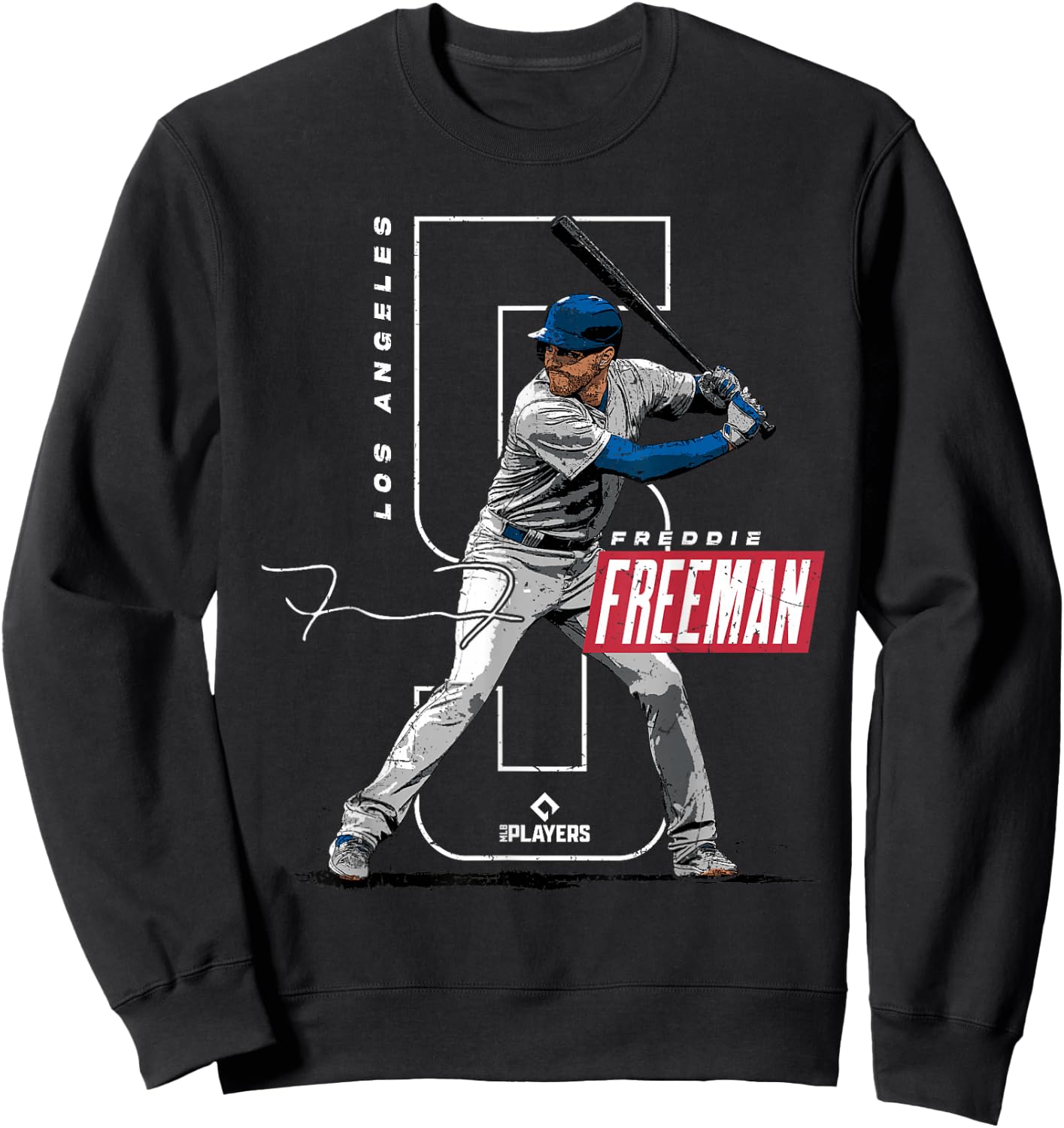 License Champs Freddie Freeman | Los Angeles Baseball Players | MLBFRE3002 , Small, Blue Sweatshirt - Sweatshirt | Black