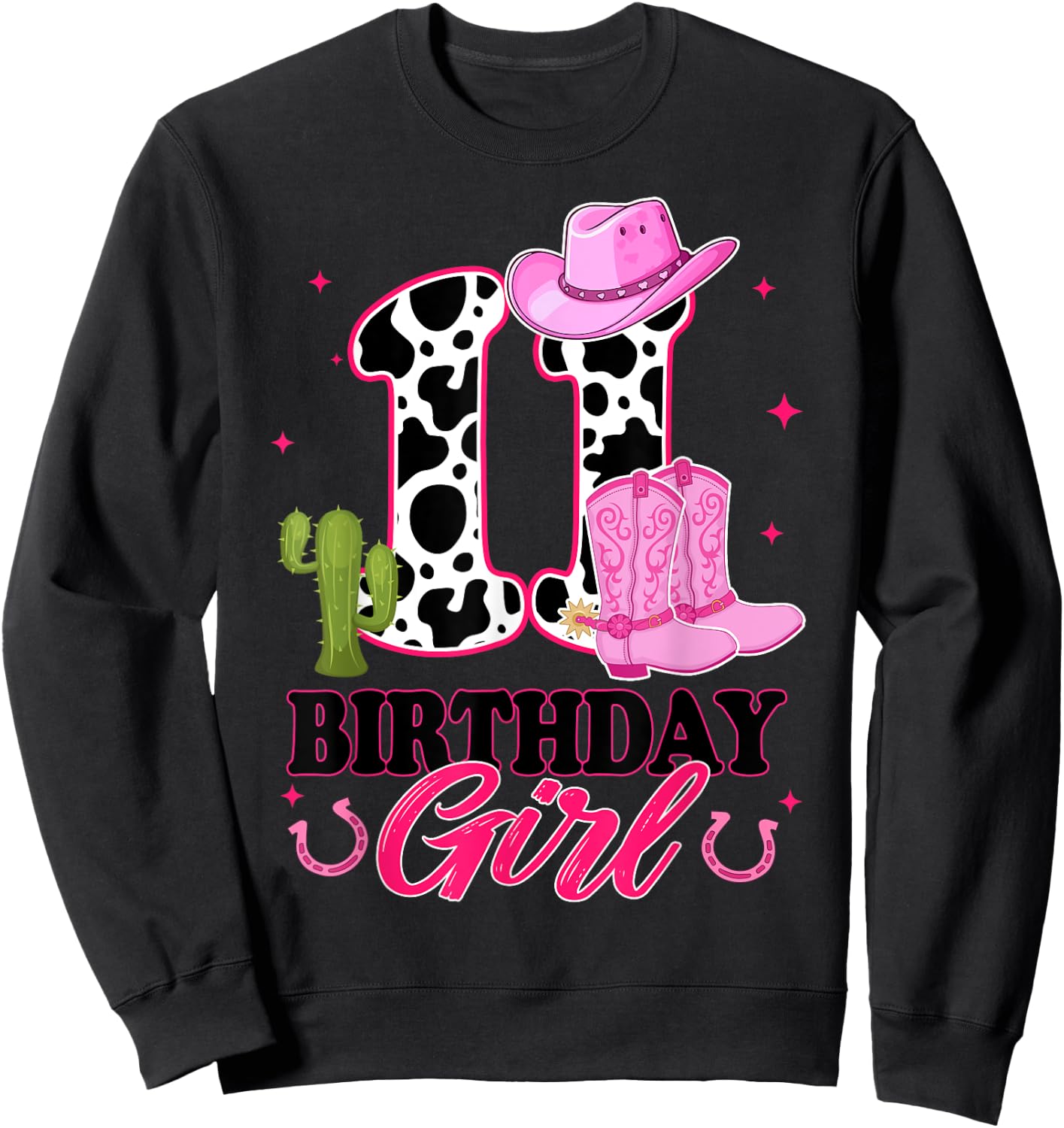 11th Birthday Girl Rodeo Western 11 Year Old Cowgirl Sweatshirt - Sweatshirt | Black