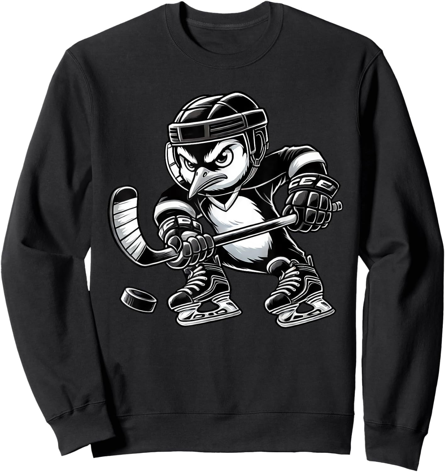 Penguin Hockey Player Team Sweatshirt - Sweatshirt | Black