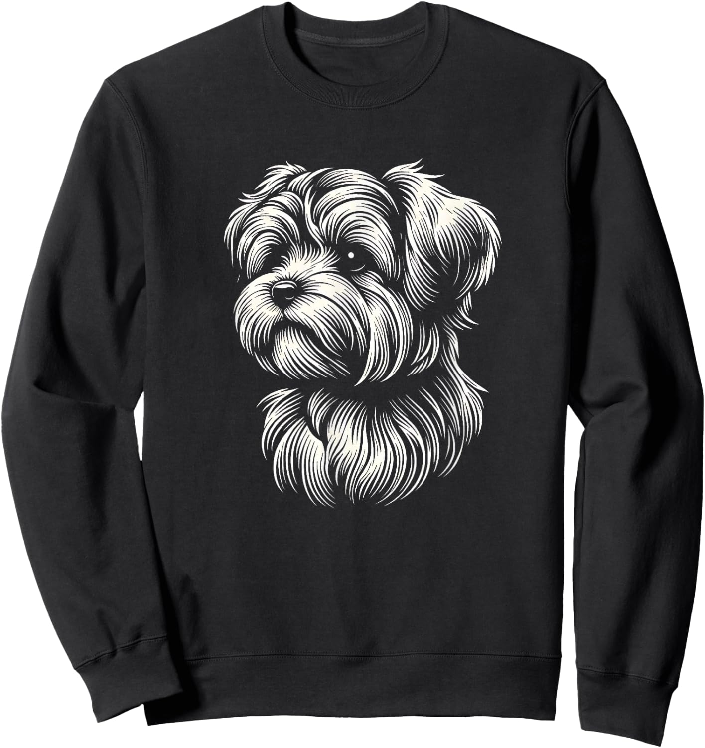 Morkie Dog Face Art Design And Men Sweatshirt - Sweatshirt | Black