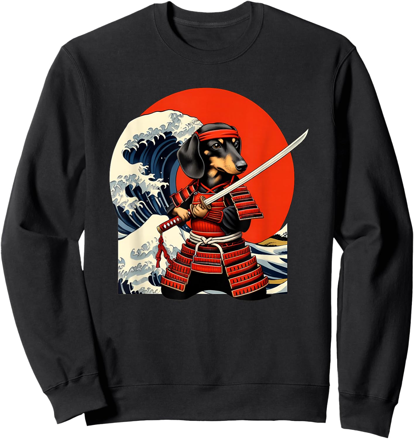 Otaku Weiner Dachshund Dog Samurai Sweatshirt - Sweatshirt | Black