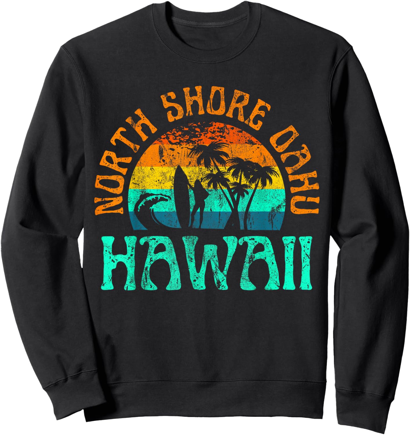 North Shore Oahu Hawaii Surf Beach Surfer Waves Girls Sweatshirt - Sweatshirt | Black