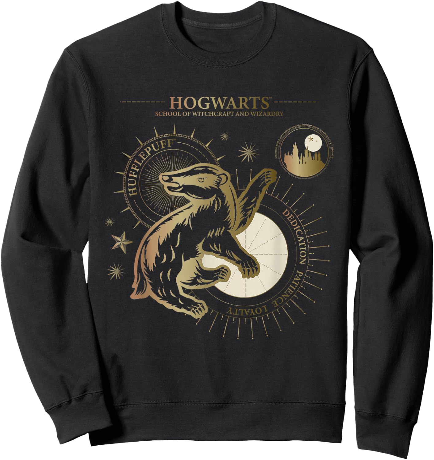 Harry Potter Dedication, Patience, Loyalty, Hufflepuff Sweatshirt - Sweatshirt | Black