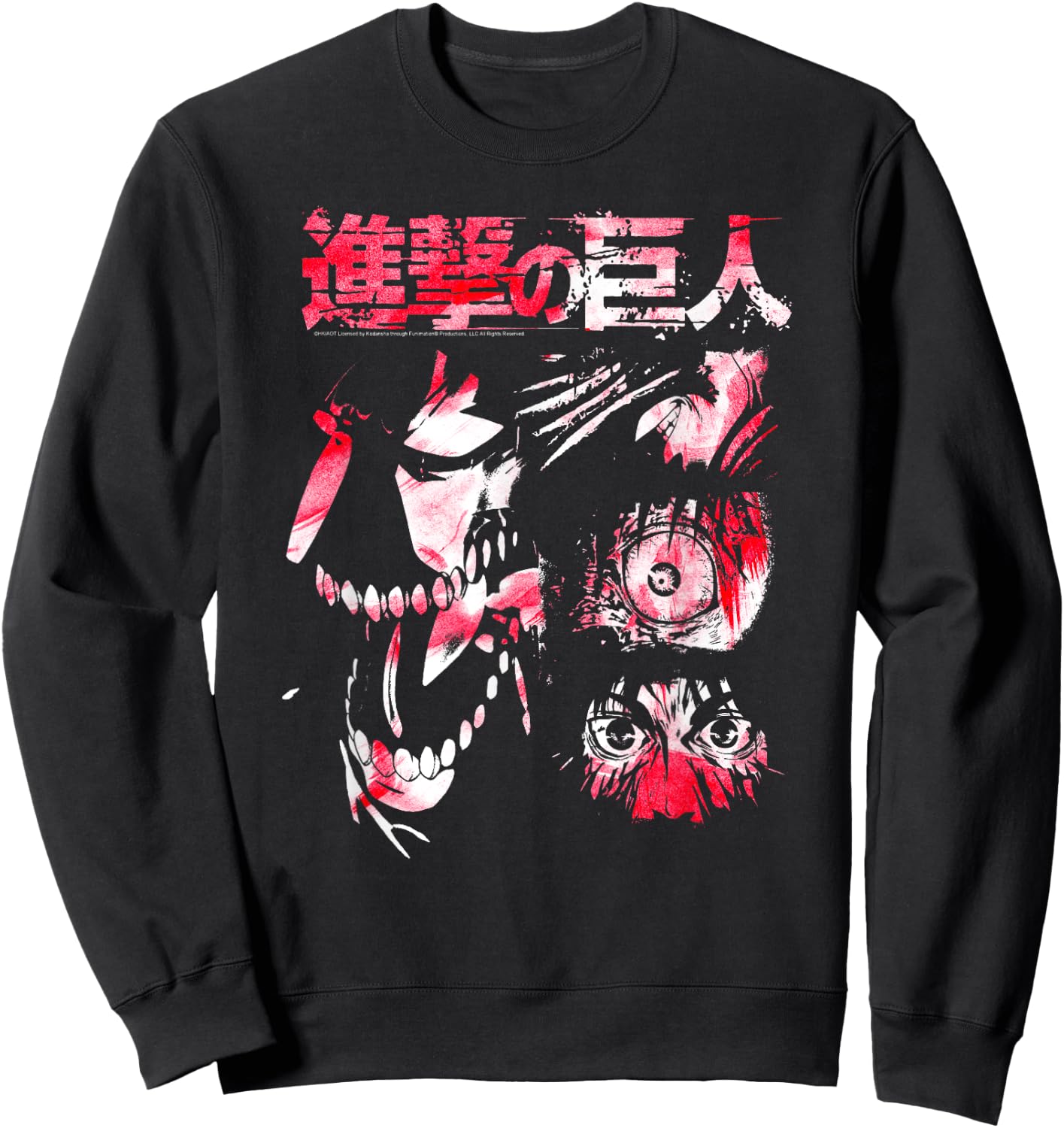 Attack on Titan Titan Transformation Watercolor Anime Sweatshirt - Sweatshirt | Black