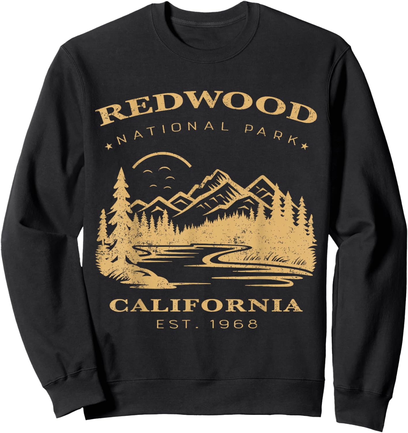 Retro Vintage Redwood National Park for kids Hiking Camping Sweatshirt - Sweatshirt | Black